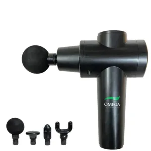 مسدس مساج لاسلكي - موديل DS-X12 - من اوميجا - 20 سرعة - مزود بأربع رؤوس مختلفة